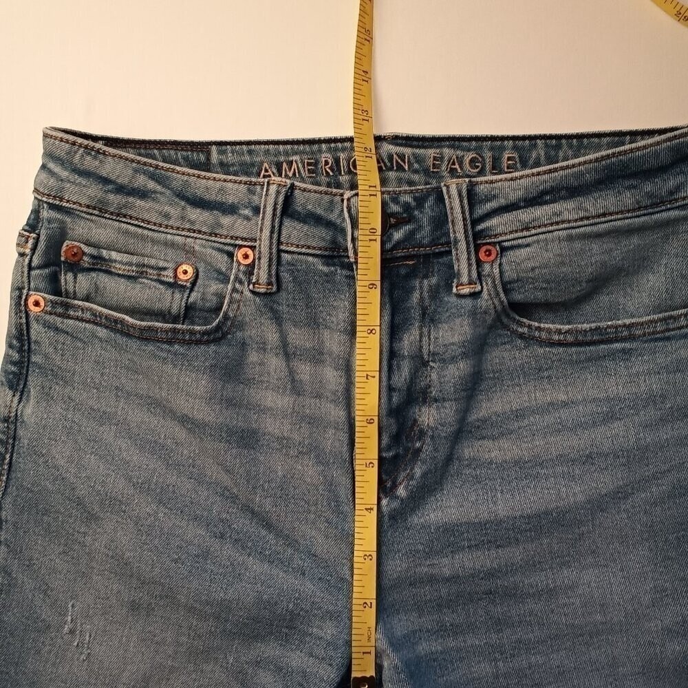 American Eagle Mens Airflex+ Jeans Light Blue Size 30x32 Distressed Slim Denim - Picture 8 of 10